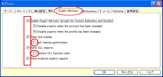 Expert Advisorオプション